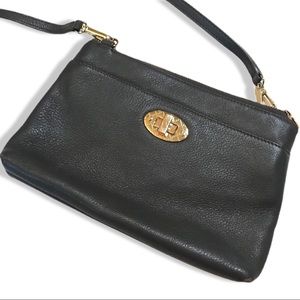 Talbots Slate Gray Leather Crossbody - GUC